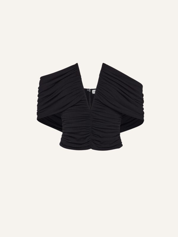 RUCHED WIRED V NECK TOP