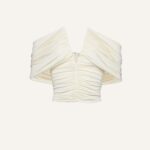 RUCHED WIRED V NECK TOP