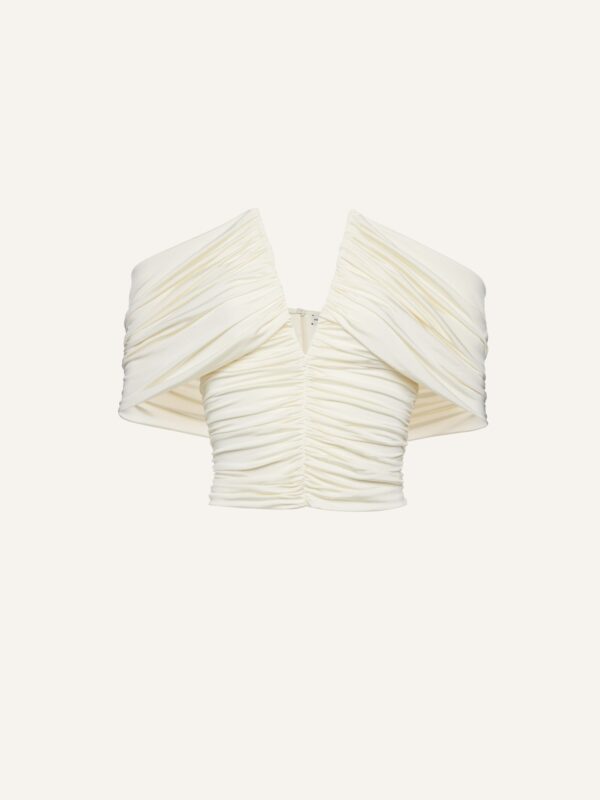 RUCHED WIRED V NECK TOP