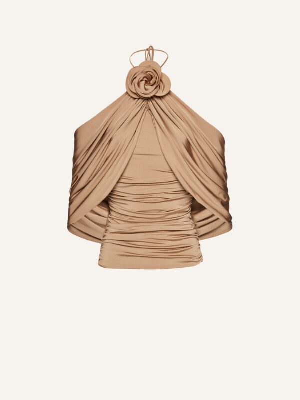 WRAPPED BLOUSE WITH FLOWER APPLIQUÉ