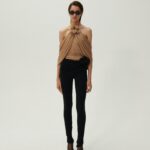 WRAPPED BLOUSE WITH FLOWER APPLIQUÉ