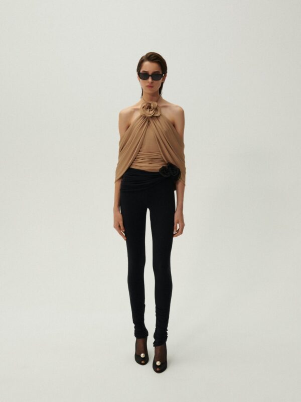 WRAPPED BLOUSE WITH FLOWER APPLIQUÉ