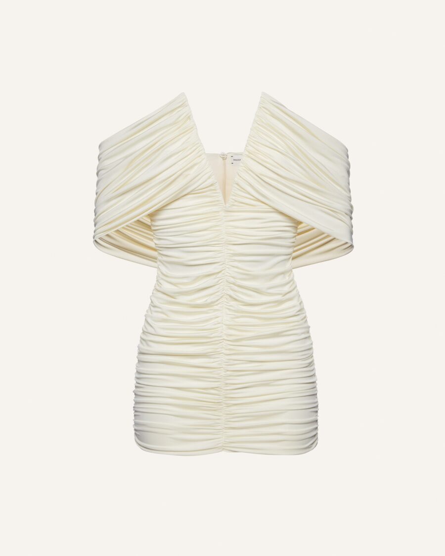 WIRED V NECK RUCHED MINI DRESS