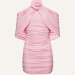 RUCHED DRESS WITH FLOWER APPLIQUÉ