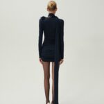 LONG SLEEVE WRAP NECK MINI DRESS