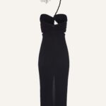 CUTOUT WIRED NECKLINE MIDI DRESS