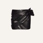 DRAPED LEATHER MINI SKIRT