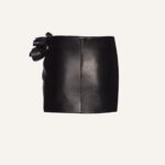 DRAPED LEATHER MINI SKIRT