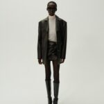 DRAPED LEATHER MINI SKIRT