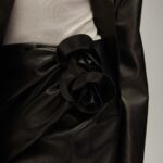 DRAPED LEATHER MINI SKIRT
