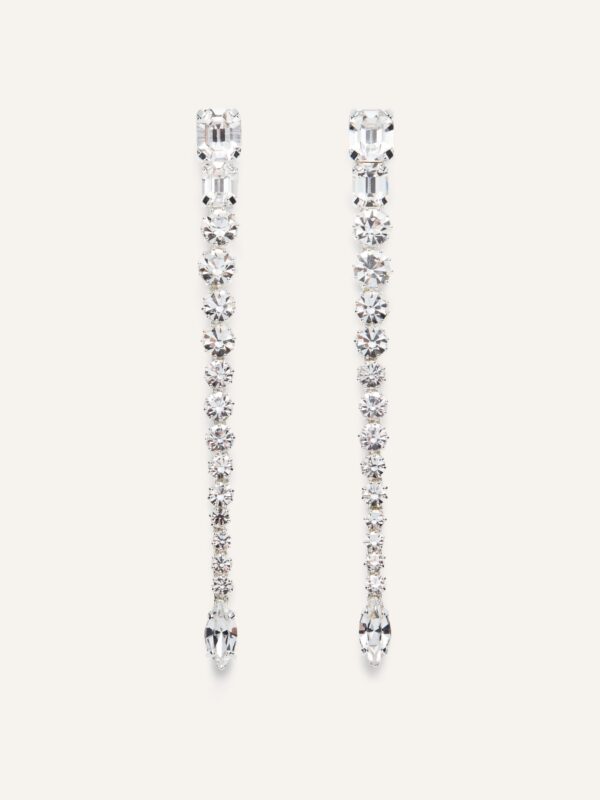 ELONGATED CRYSTALS SILVER EARRINGS