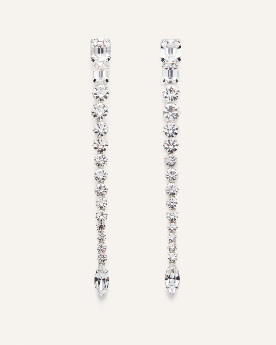 ELONGATED CRYSTALS SILVER EARRINGS