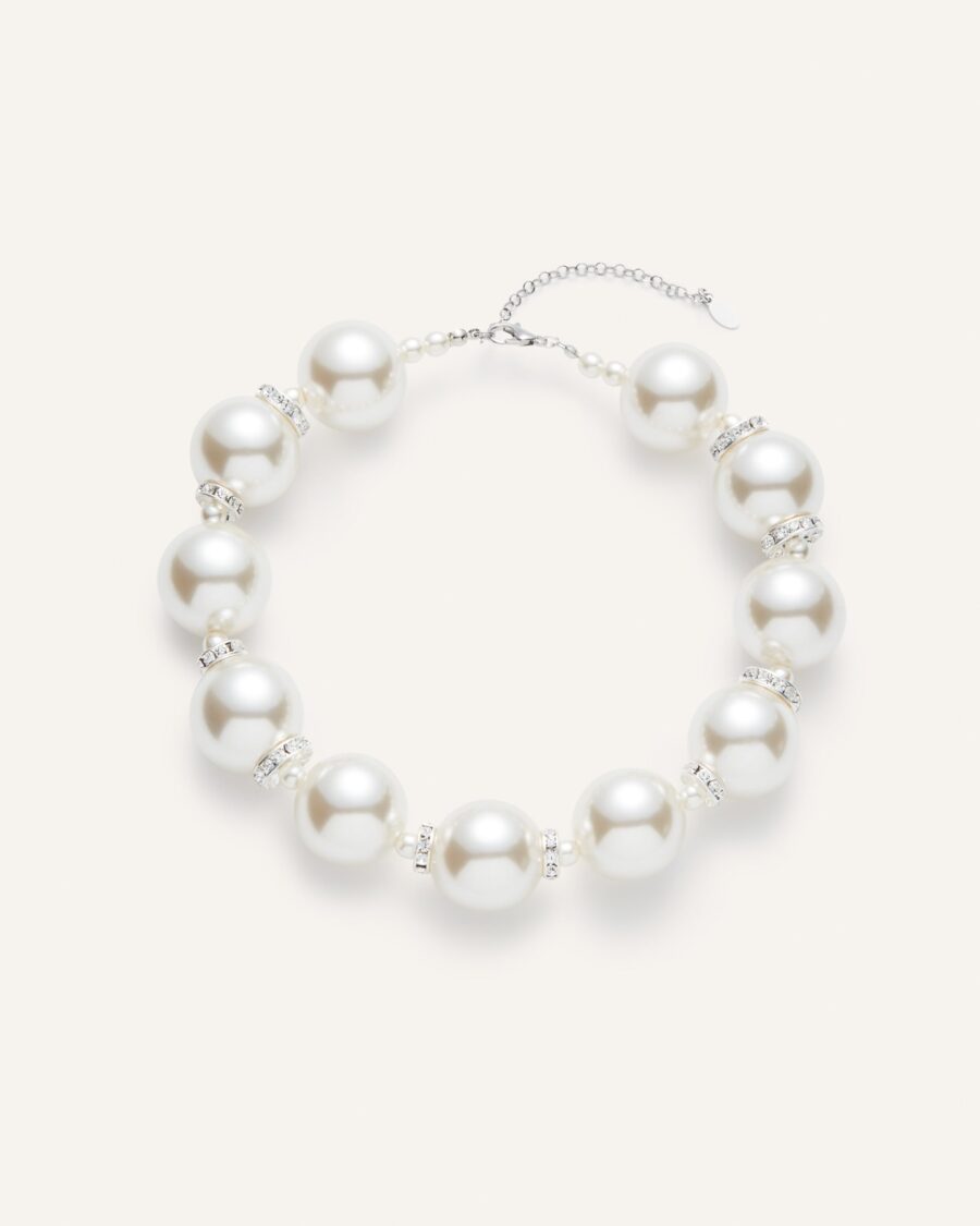 PEARLS AND CRYSTALS COLLAR NECKLACE