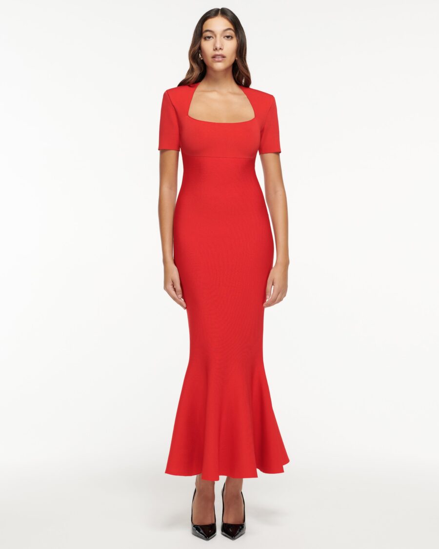 SHORT SLEEVE FLAT KNIT MAXI DRESS