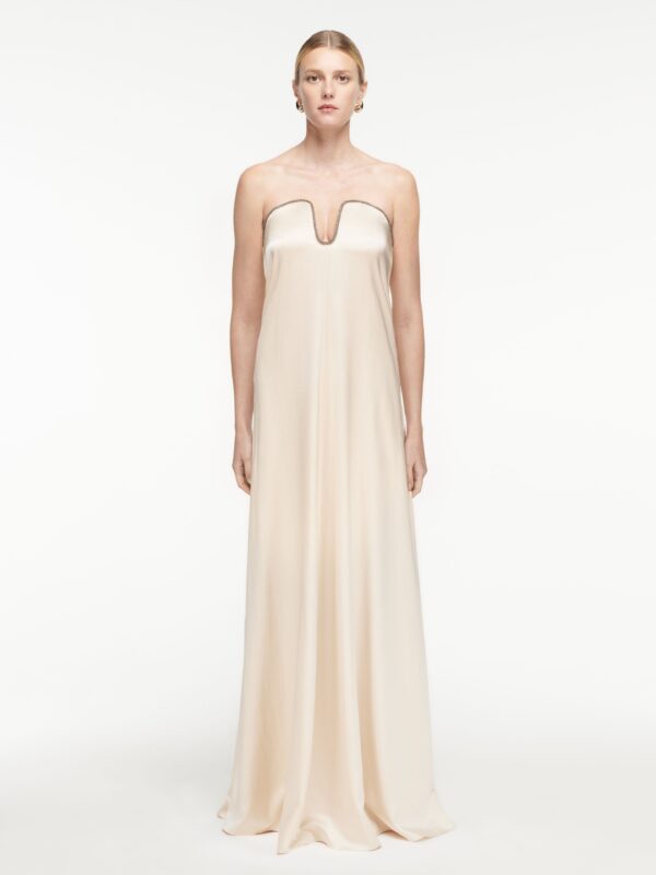 STRAPLESS SILK SATIN GOWN