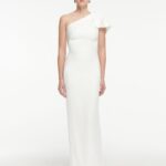 ASYMMETRIC SATIN CREPE GOWN