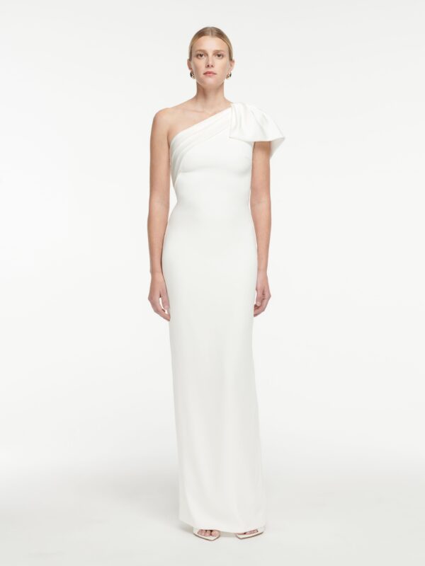 ASYMMETRIC SATIN CREPE GOWN