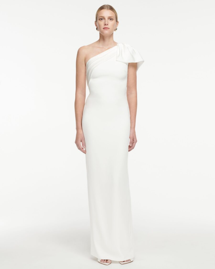ASYMMETRIC SATIN CREPE GOWN