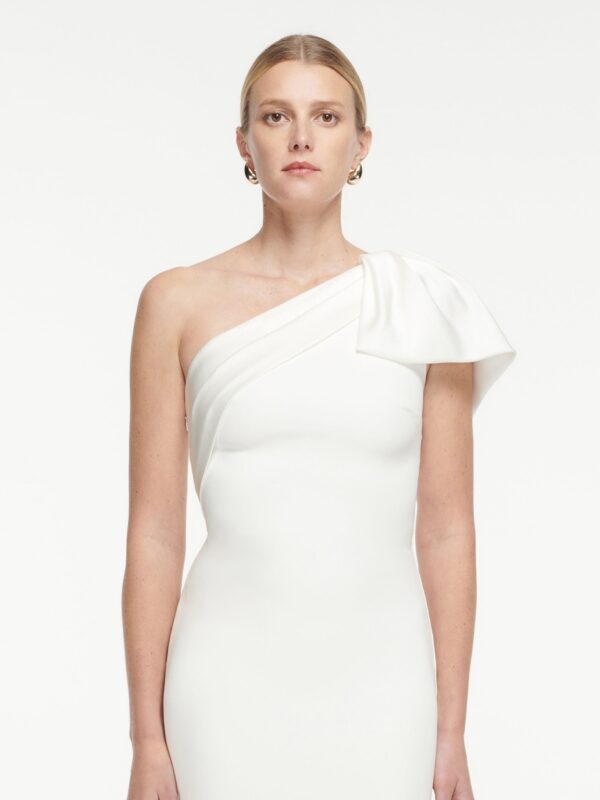 ASYMMETRIC SATIN CREPE GOWN