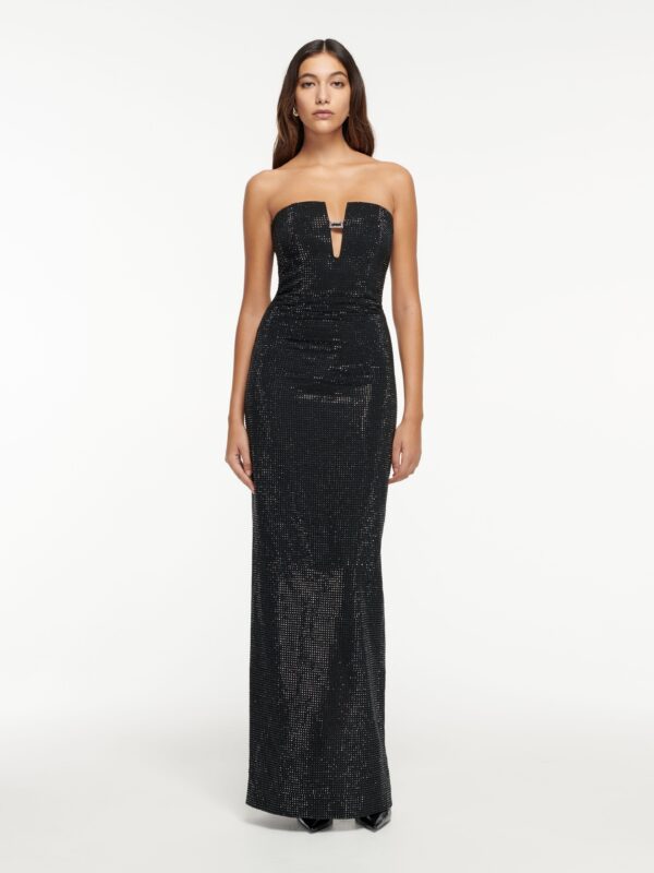 STRAPLESS DIAMANTE GOWN