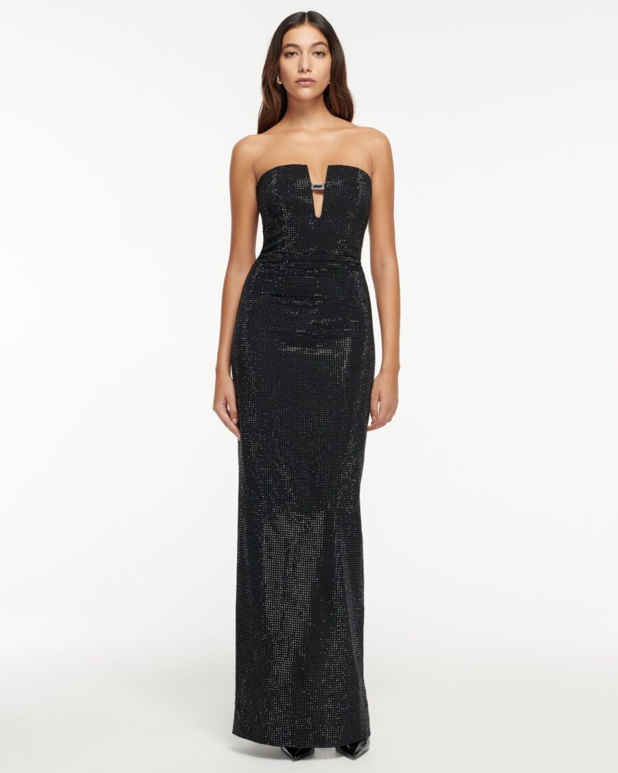 STRAPLESS DIAMANTE GOWN