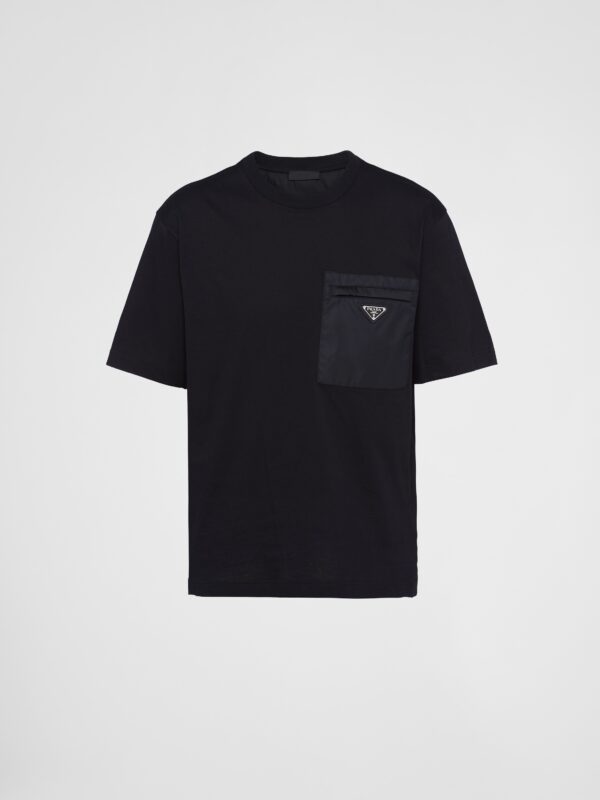 RE-NYLON AND JERSEY TEE WITH POCKET