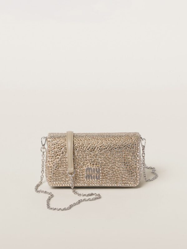 SATIN MINI BAG WITH CRYSTALS
