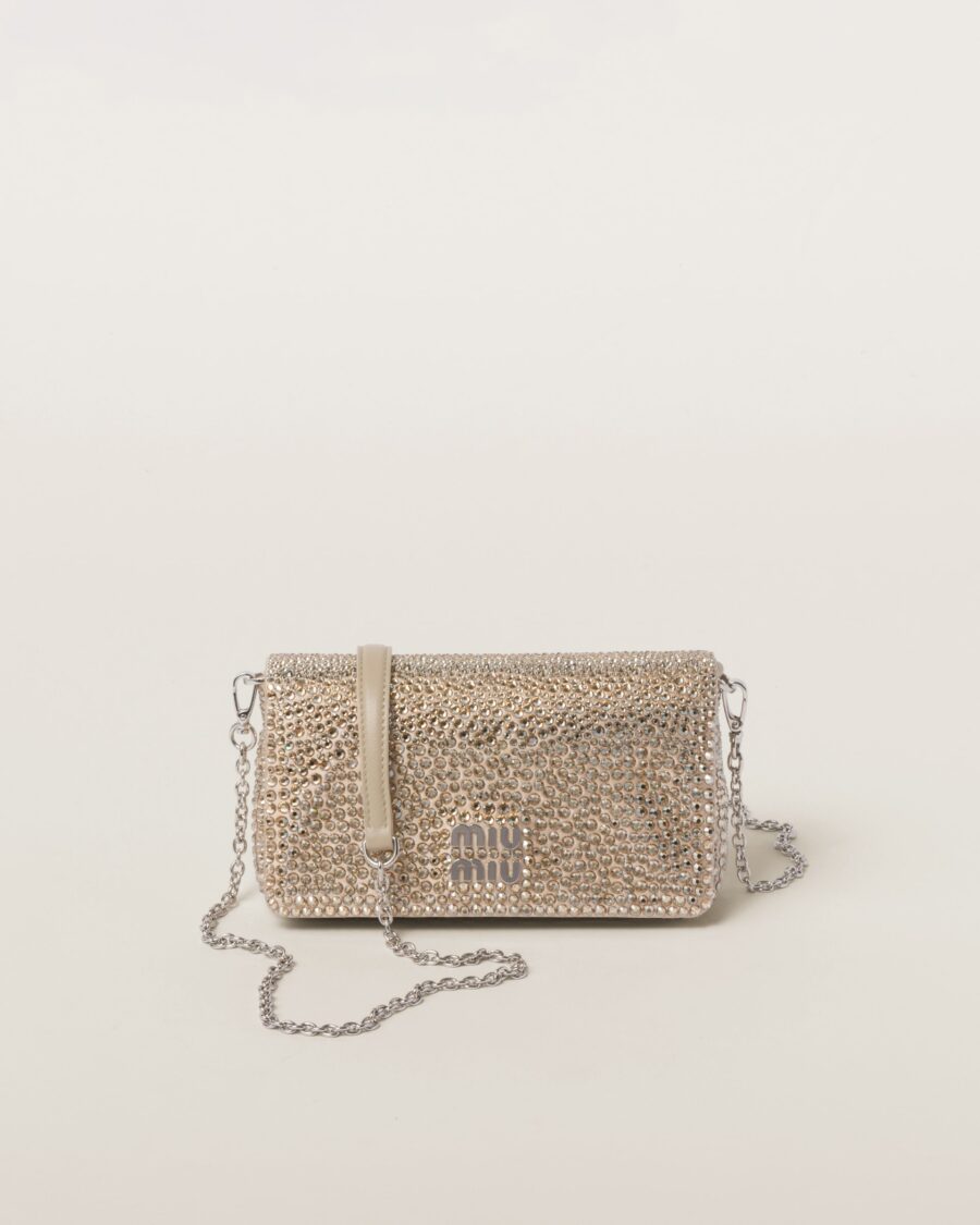 SATIN MINI BAG WITH CRYSTALS