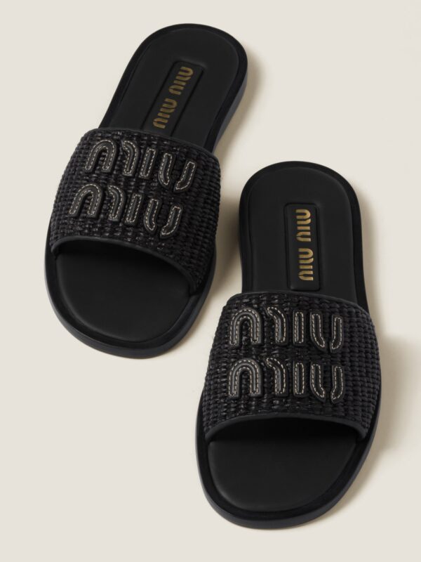 RAFFIA WOVEN SLIDES