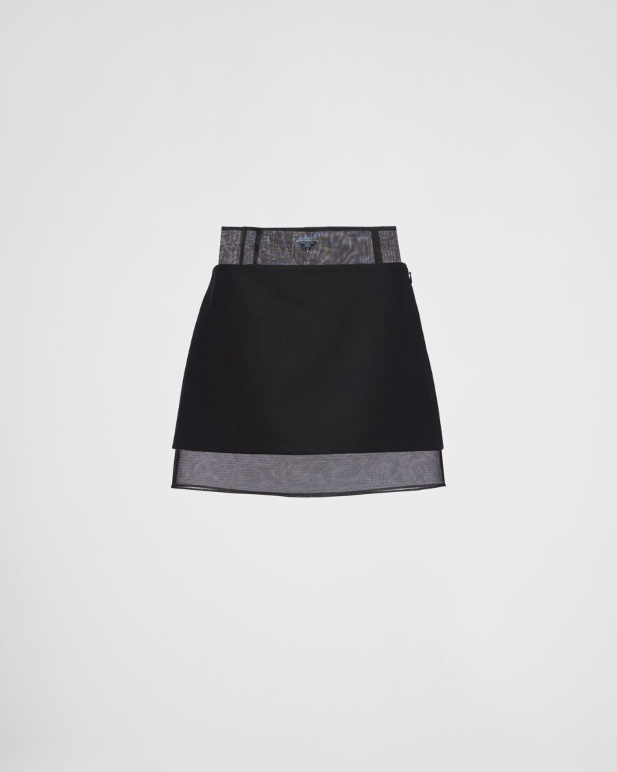 TULLE AND WOOL MINI SKIRT