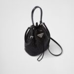 SATIN MINI BUCKET BAG WITH CRYSTALS