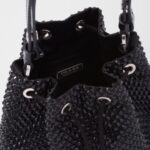 SATIN MINI BUCKET BAG WITH CRYSTALS
