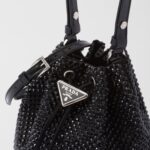 SATIN MINI BUCKET BAG WITH CRYSTALS