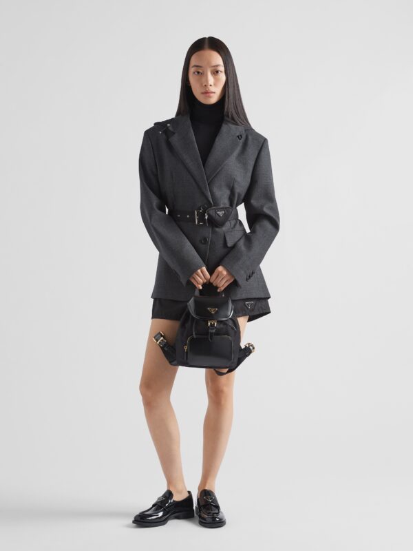RE-NYLON AND BRUSHED LEATHER BACKPACK