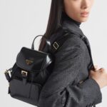 RE-NYLON AND BRUSHED LEATHER BACKPACK