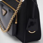 RE-NYLON AND BRUSHED LEATHER MINI BAG