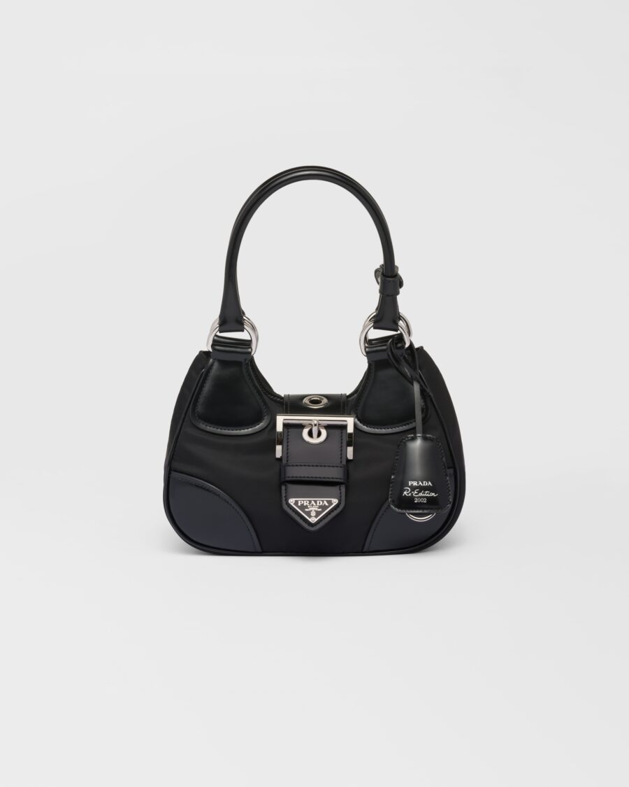 MOON RE-NYLON AND BRUSHED LEATHER BAG