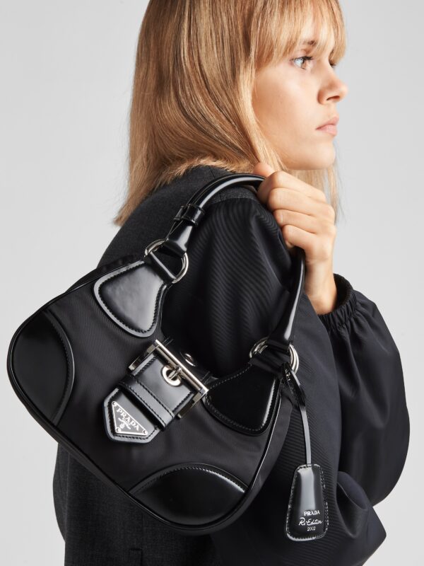 MOON RE-NYLON AND BRUSHED LEATHER BAG