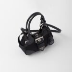 MOON RE-NYLON AND BRUSHED LEATHER BAG