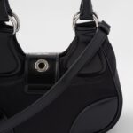 MOON RE-NYLON AND BRUSHED LEATHER BAG
