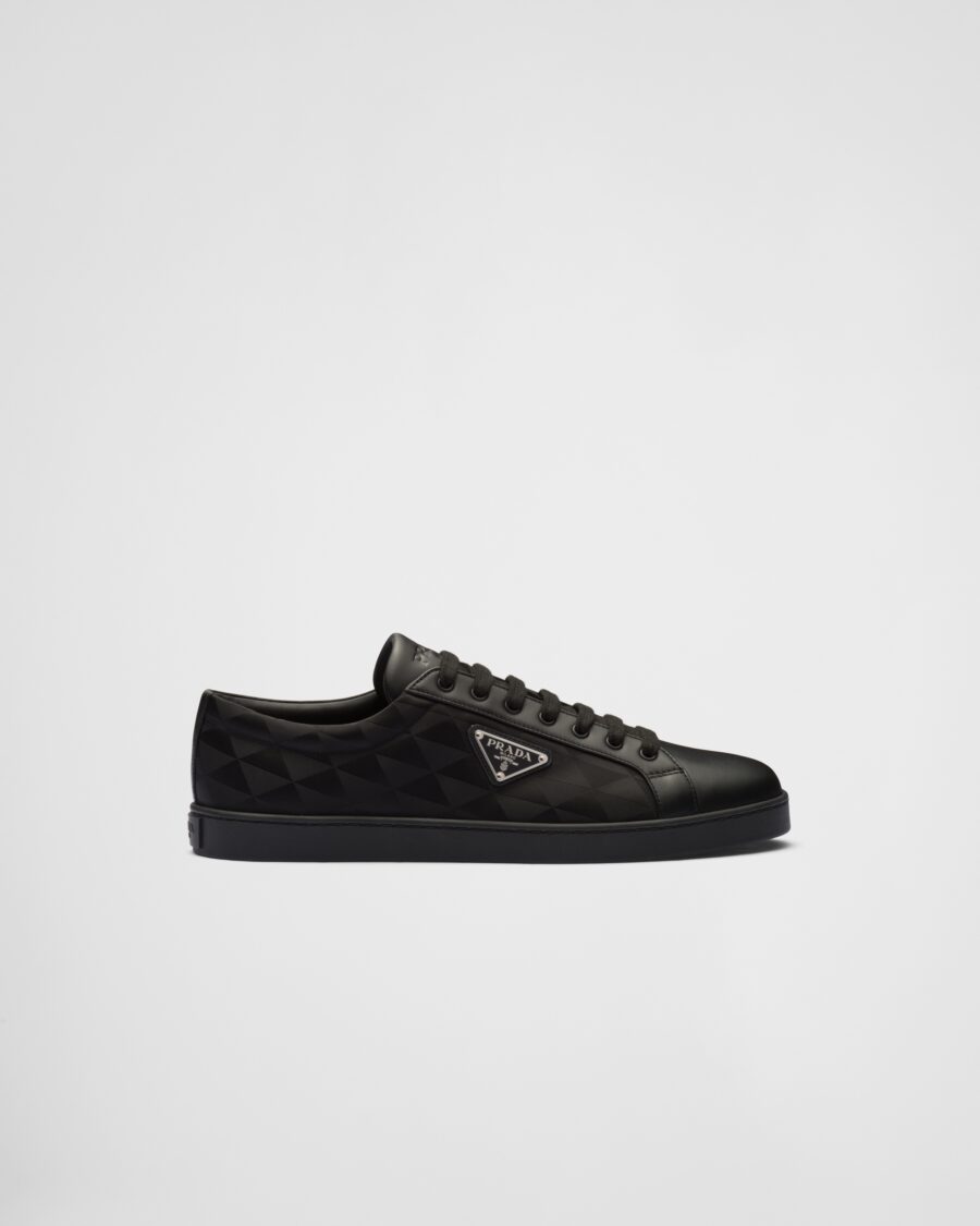 LEATHER AND RE NYLON SNEAKERS