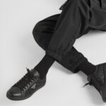 LEATHER AND RE NYLON SNEAKERS