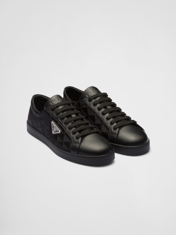 LEATHER AND RE NYLON SNEAKERS