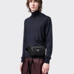 RE-NYLON AND SAFFIANO LEATHER BELT BAG