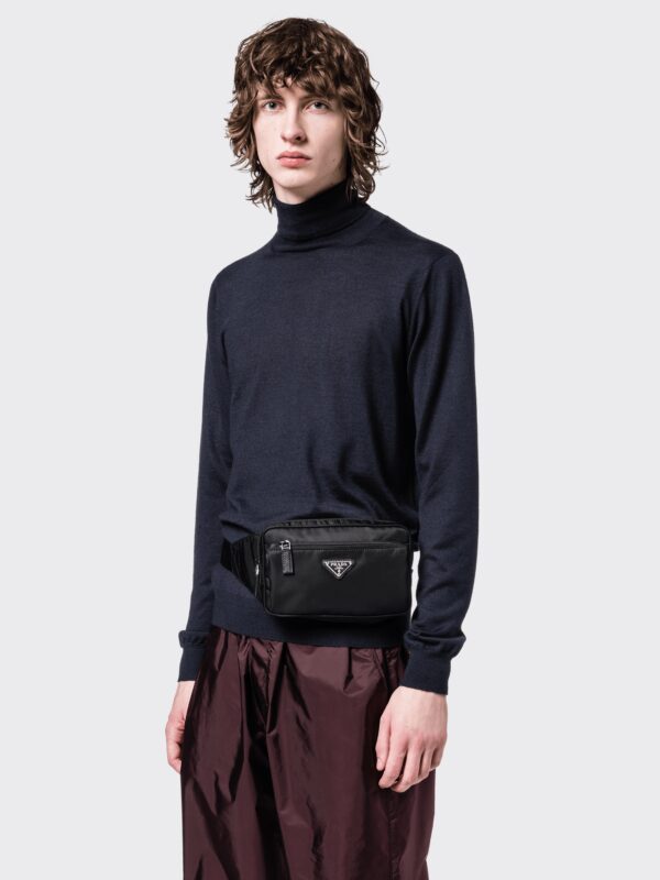 RE-NYLON AND SAFFIANO LEATHER BELT BAG