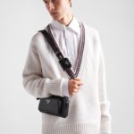 RE-NYLON AND BRUSHD LEATHER SHOULDER BAG