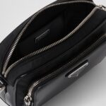 RE-NYLON AND BRUSHD LEATHER SHOULDER BAG