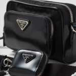 RE-NYLON AND BRUSHD LEATHER SHOULDER BAG