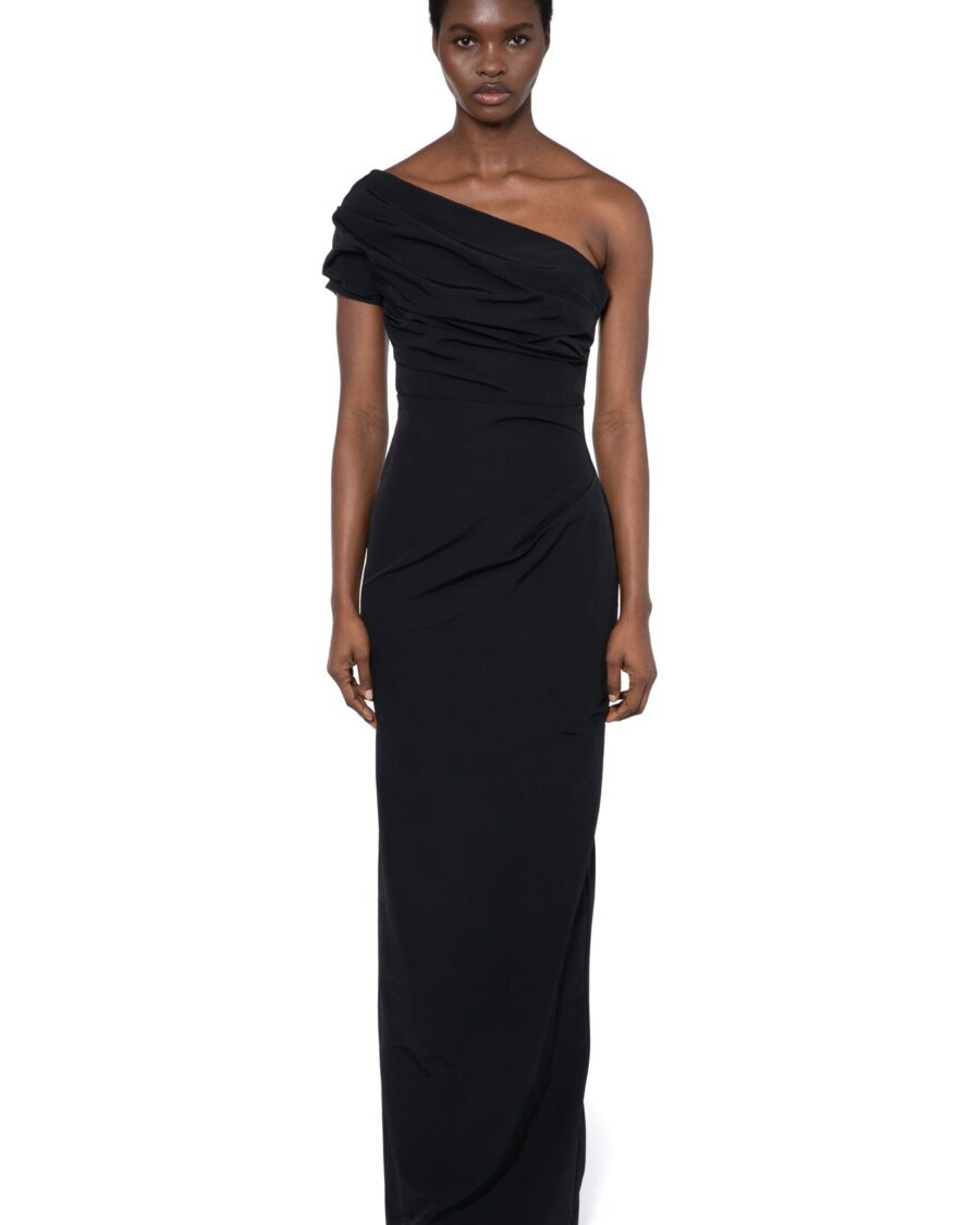 REATTA GOWN IN NERO TECHNICAL TAILORING