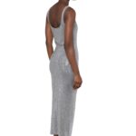 HORNET MIDI KNIT DRESS IN GRIGIO PERLA AND GLASS EMBELLISHMENT
